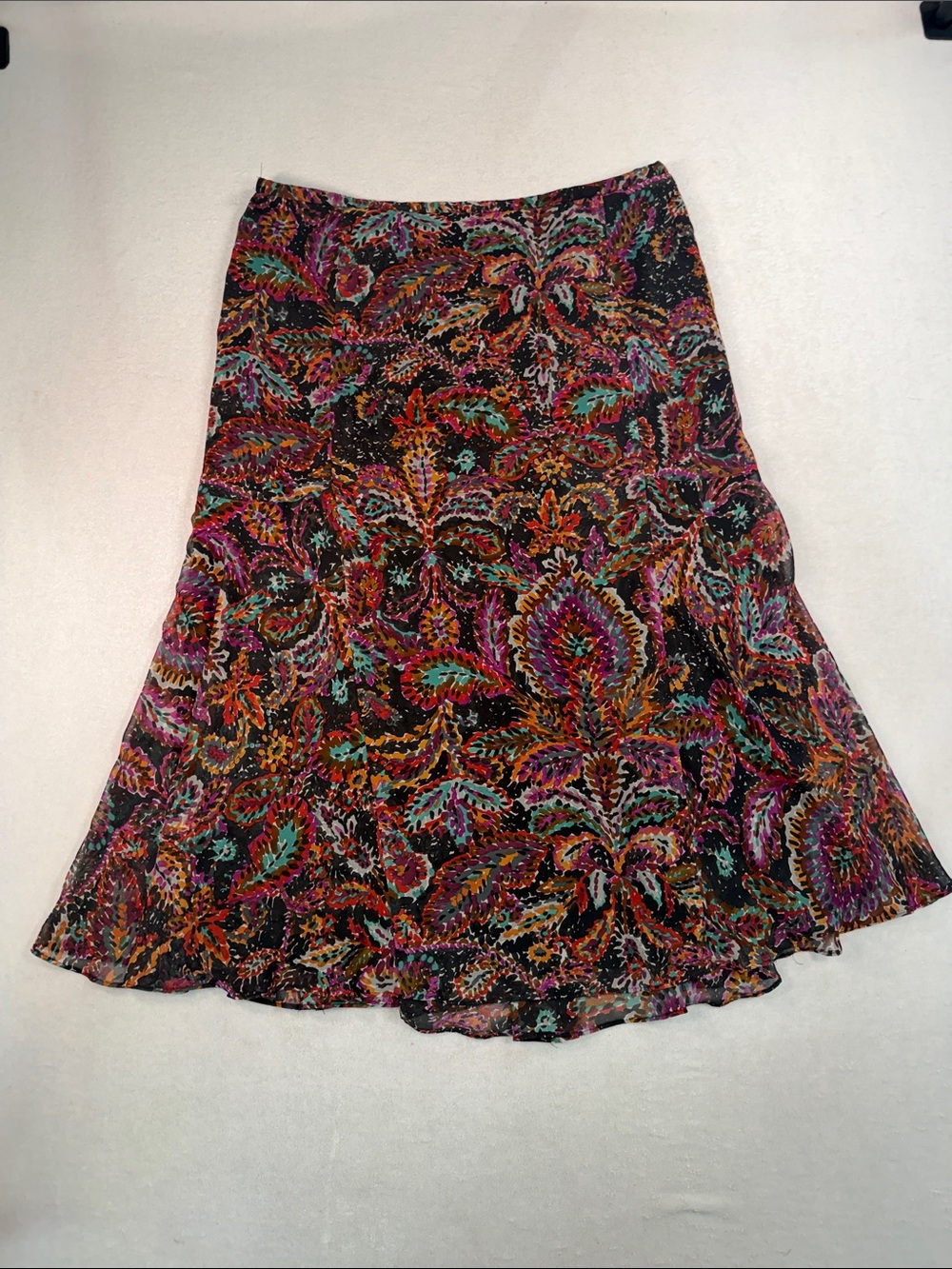 Coldwater Creek Watercolor Abstract Paisley Print Midi Skirt